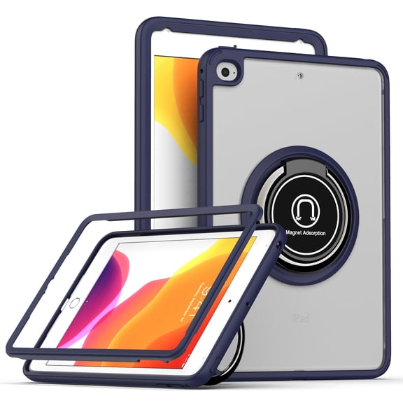 TOP SHE Case for Apple iPad 10.5-Inch tablet, iPad Air Case (3rd Generation) 2019, iPad Pro Case 10.5 Inch 2017 - Built with Screen Protector Hard Clear Back Cover Case with Ring Holder Stand (Blue)