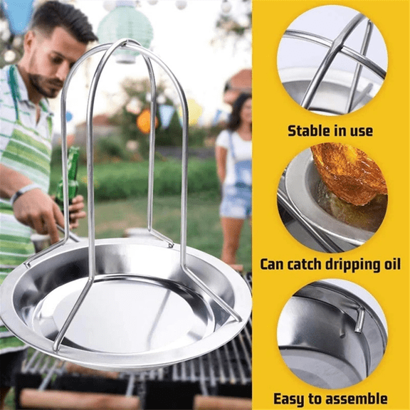 TOP! Chicken Roaster Rack Baking Cooking Pans Non-Stick BBQ Grill Stand Holder Tray With Bowl Accessories Tools