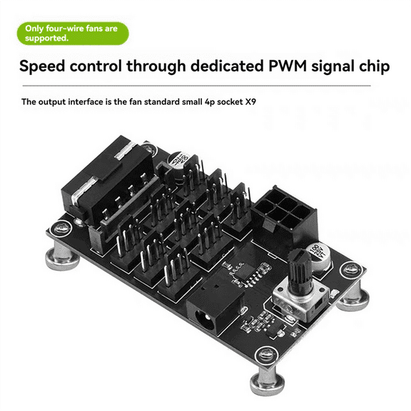 TOP! Computer Chassis PWM Violent Fan Speed Controller 9-Way 12V 4Pin High-Power Hub Governor