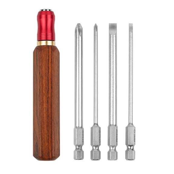 TOP! Detachable and Replaceable Home Screwdriver Set Quick Change Wood Handle Hardware Tool -Shaped