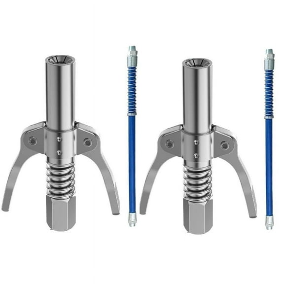 TOP! Dual Handle Gear Grease Nozzle, 10000 PSI Load Quick Lock & Release Coupler with Spring Flexible Hose