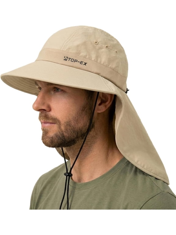 Cooling Sun Hat, Wide Brim UPF 50+ UV Protection Hat with Neck Flap, Oatmeal Beige, m l