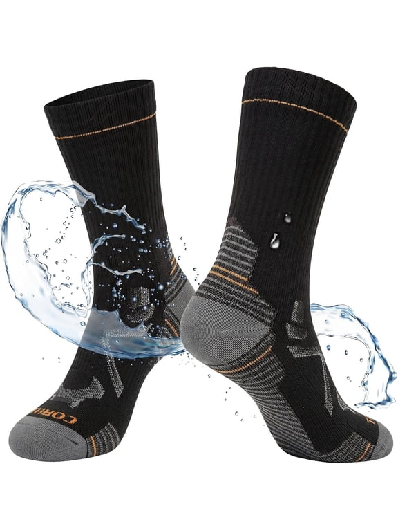 DryKnit™ Waterproof Crew Socks, Merino Blend, Unisex Outdoor & Work Wear, Black, L