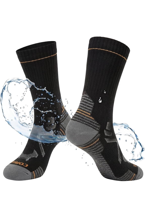 DryKnitâ„¢ Waterproof Crew Socks, Merino Blend, Unisex Outdoor & Work Wear, Black, L