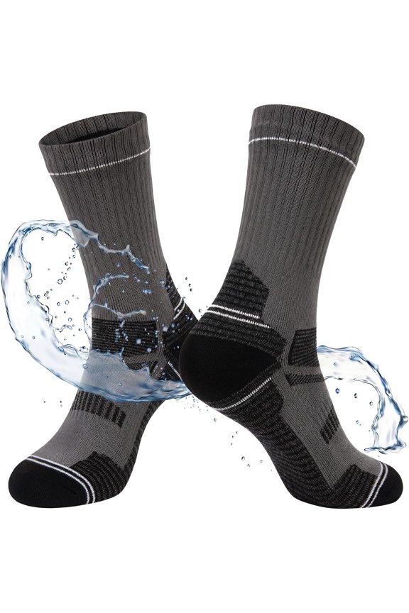 DryKnit™ Waterproof Crew Socks, Merino Blend, Unisex Outdoor & Work Wear, Dark Gray, L