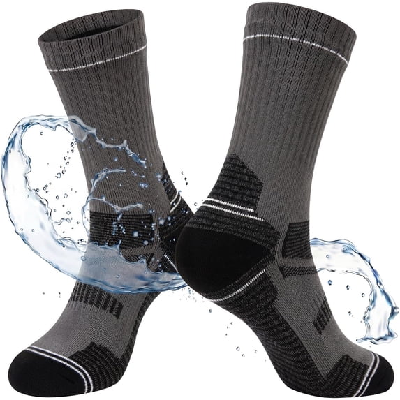 TOP-EX DryKnit™ Waterproof Crew Socks, Merino Blend, Unisex Outdoor & Work Wear, Dark Gray, M