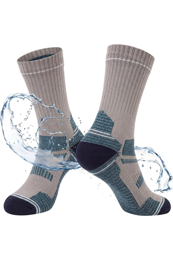 DryKnit™ Waterproof Crew Socks, Merino Blend, Unisex Outdoor & Work Wear, Light Gray, L