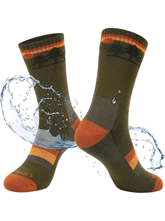 DryKnit™ Waterproof Crew Socks for Men & Women, Merino Blend, All-Weather Outdoor Use, Army Green, L