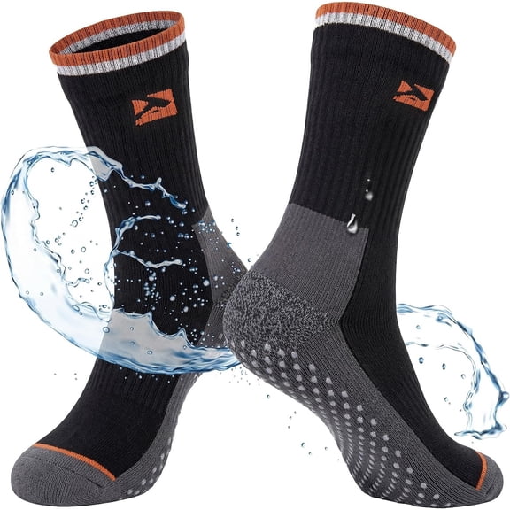 TOP-EX Waterproof Merino Wool Socks, Breathable Crew Length, Black, L