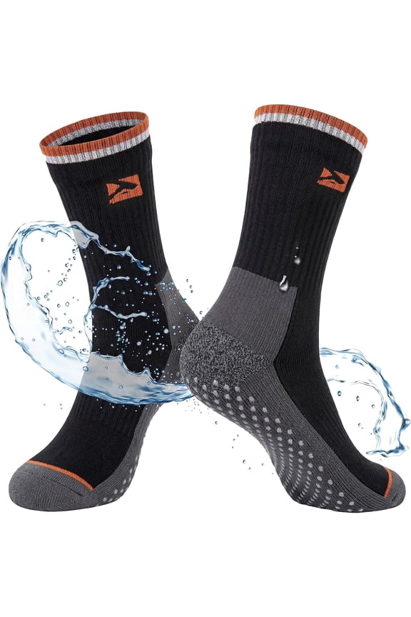 DryKnit™ Waterproof Merino Wool Socks for Men & Women, Breathable, Crew Length for Hiking, Camping, and Winter Activities, Black, M