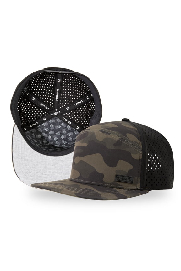 Golf Lifestyle Flat Bill Snapback Hat, Waterproof TriProof Polyester, Camouflage, XL/XXL