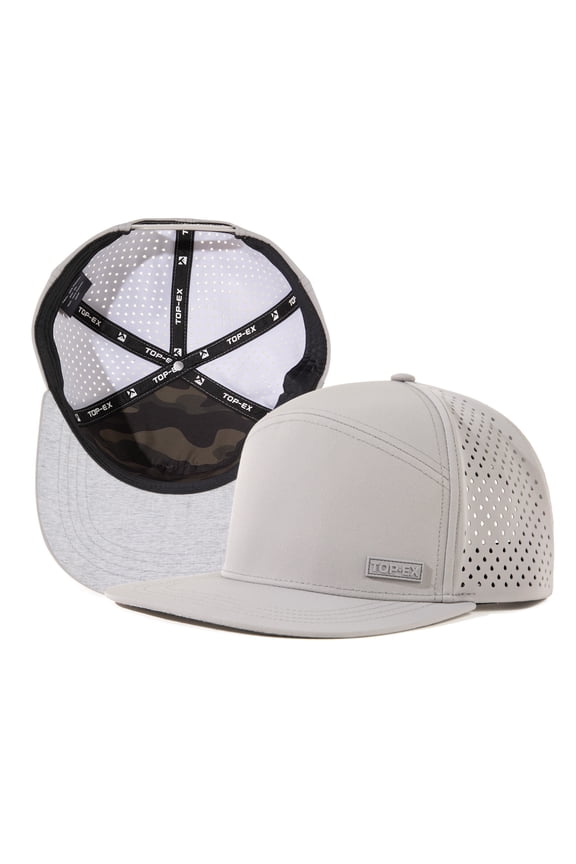 Golf Lifestyle Flat Bill Snapback Hat, Waterproof TriProof Polyester, Light Gray, M/L