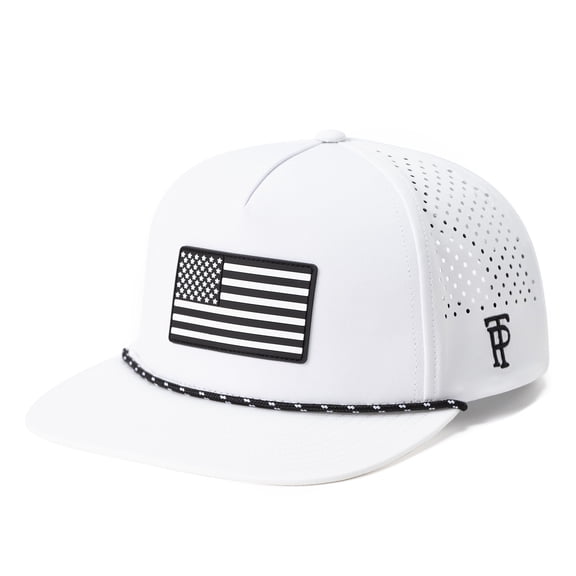 TOP-EX Golf Performance Waterproof Flat Bill Snapback Hat, TriProof Fabric, White, M/L