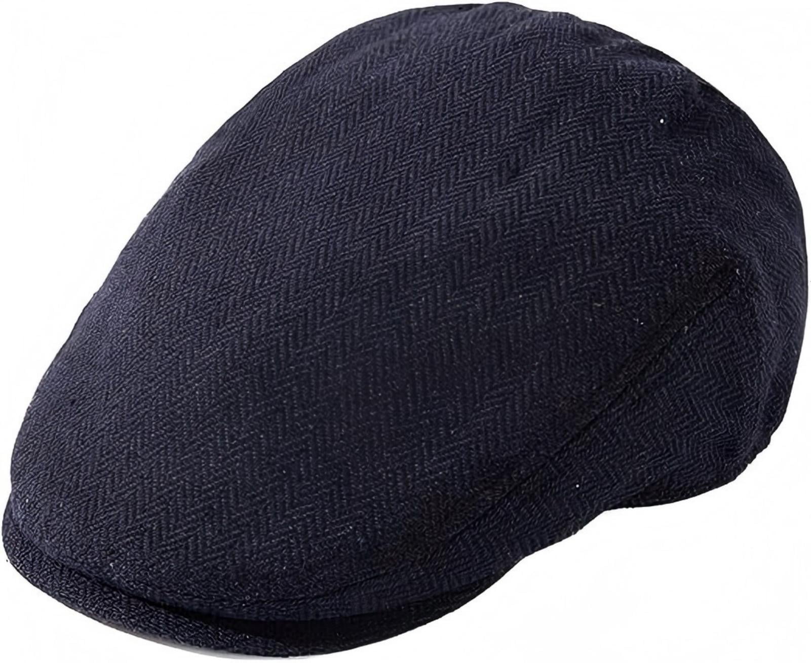 TOP-EX L/XL/XXL/3XL Mens Tweed Flat Cap – Wool Newsboy Driving Hat, 8 Panel Gatsby Style Navy Blue Herringbone 3XL
