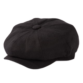 TOP-EX L/XL/XXL Mens Wool Tweed Newsboy Cap 8 Panel Flat Gatsby Driving Hat Black L