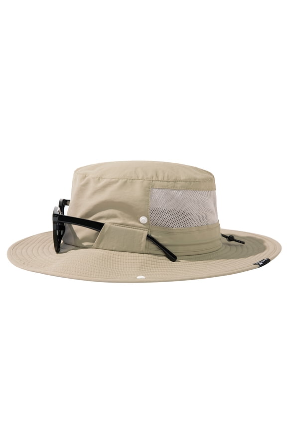 Men's Waterproof Bucket Sun Hat - Wide Brim UV Protection SPF Boonie Cap for Hiking Fishing Beach Safari - Beige XXL