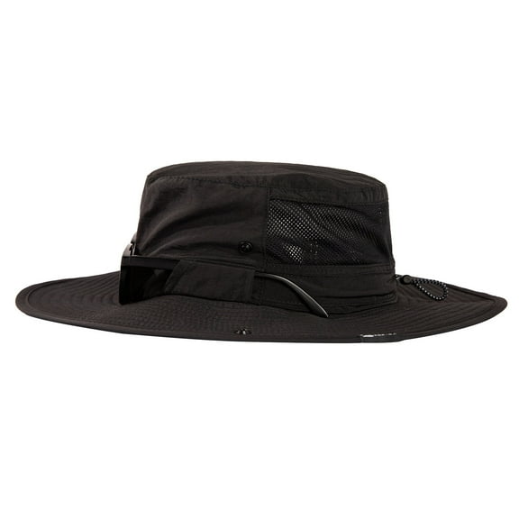 TOP-EX Men's Waterproof Bucket Sun Hat - Wide Brim UV Protection SPF Boonie Cap for Hiking Fishing Beach Safari - Black M/L