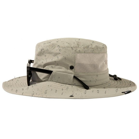 TOP-EX Men's Waterproof Bucket Sun Hat - Wide Brim UV Protection SPF Boonie Cap for Hiking Fishing Beach Safari - Grey XL