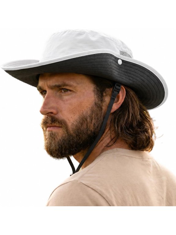 Waterproof Bucket Hat, Wide Brim UV Protection, White, Xxl