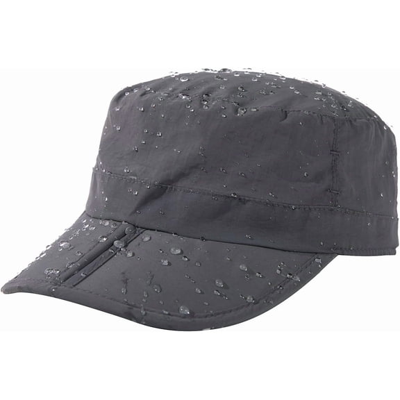 TOP-EX Men’s Waterproof Cadet Cap, Lightweight Adjustable Military Baseball Hat for Golf, Running & Outdoor Use,Dark Grey L/XL