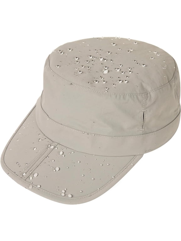 Men’s Waterproof Cadet Cap, Lightweight Adjustable Military Baseball Hat for Golf, Running & Outdoor Use,Light Grey M/L