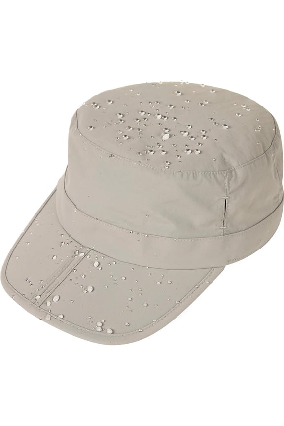 Men’s Waterproof Cadet Cap, Lightweight Adjustable Military Baseball Hat for Golf, Running & Outdoor Use,Light Grey M/L