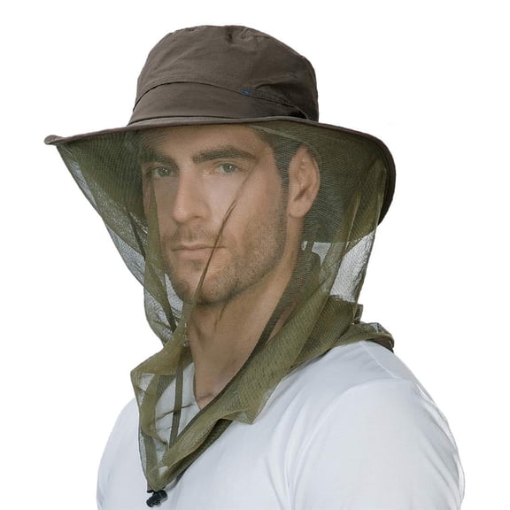 TOP-EX Men’s Waterproof Mesh Veil Bucket Hat, UPF 50 Sun Protection, Packable Outdoor Hat, Army Green, XL/XXL