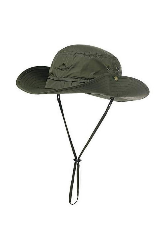 Oversize XL XXL Large Waterproof UPF 50+ Wide Brim Mens Sun Safari Fishing Hiking Hat with Chin Strap Army Green XXL