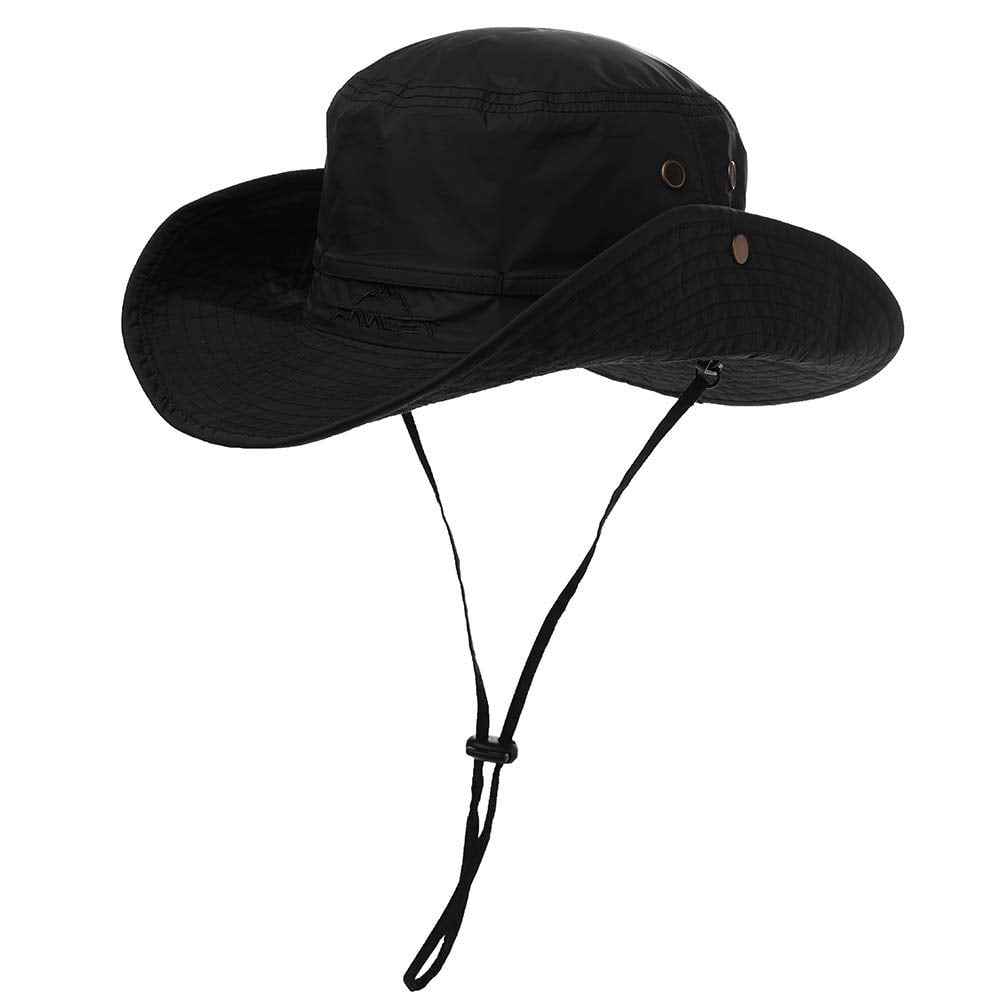 TOP-EX Oversize XL XXL Large Waterproof UPF 50+ Wide Brim Mens Sun Safari  Fishing Hiking Hat with Chin Strap Black Large X-Large XL 