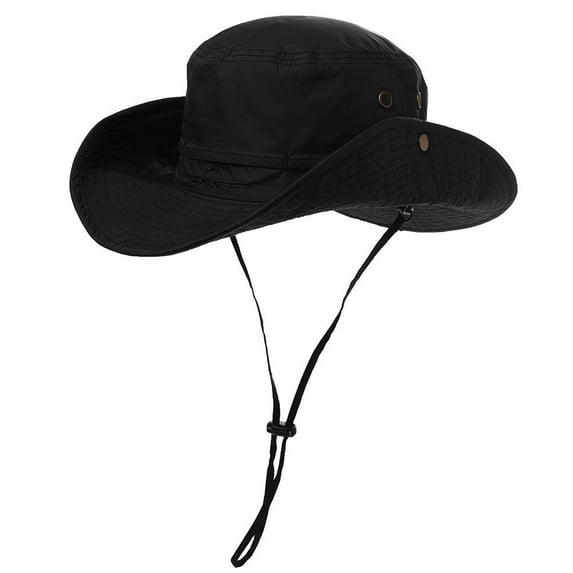 TOP-EX Oversize XL XXL Large Waterproof UPF 50+ Wide Brim Mens Sun Safari Fishing Hiking Hat with Chin Strap Black Large