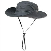 Waterproof Sun Hat, Wide Brim UPF 50+ Boonie Hat with Chin Strap, Dark Grey, l xl