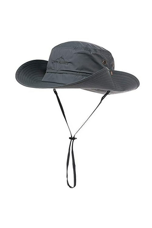 Oversize XL XXL Large Waterproof UPF 50+ Wide Brim Mens Sun Safari Fishing Hiking Hat with Chin Strap Dark Grey Large X-Large