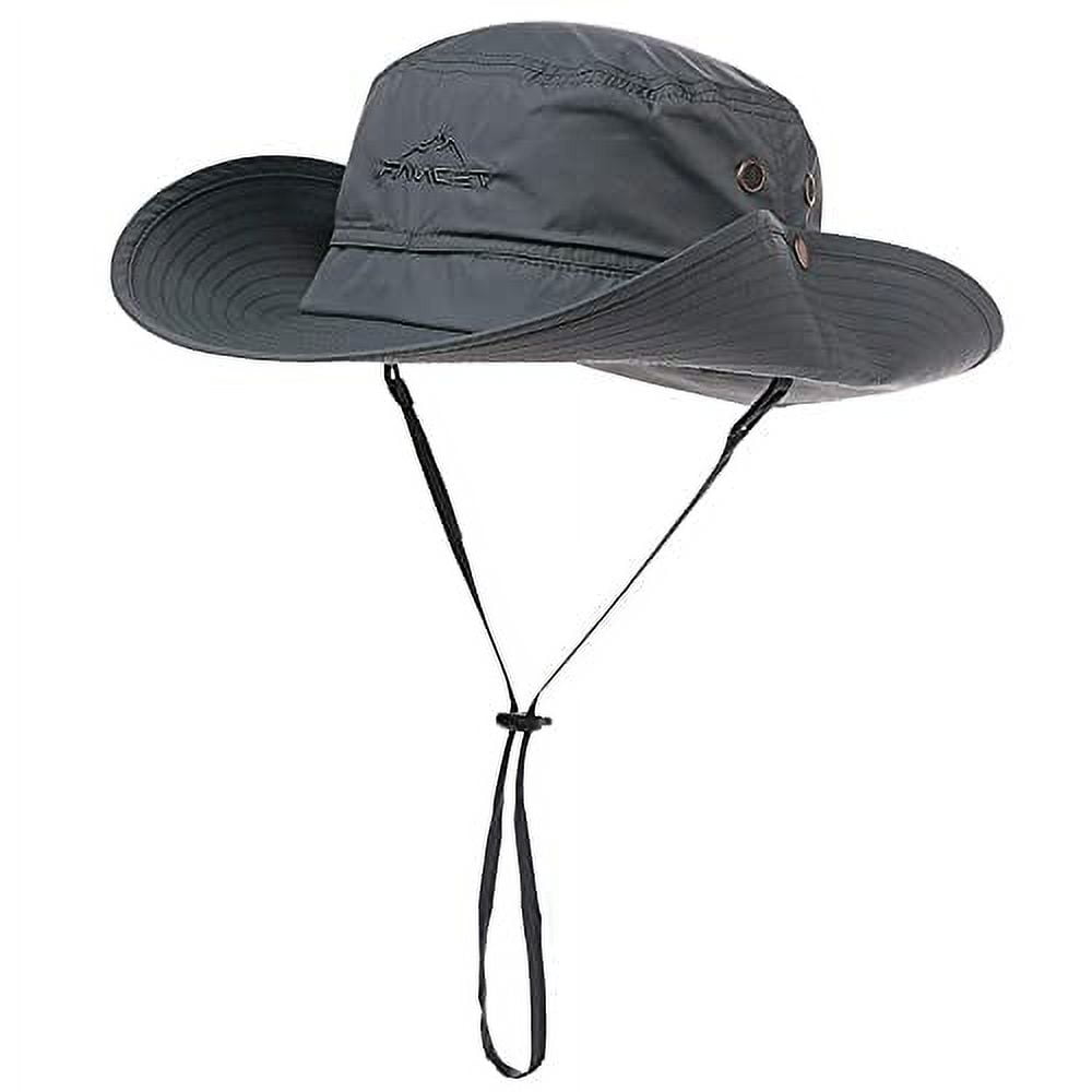 TOP-EX Oversize XL XXL Large Waterproof UPF 50+ Wide Brim Mens Sun Safari  Fishing Hiking Hat with Chin Strap Dark Grey Large X-Large 
