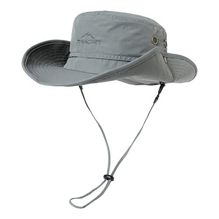 TOP-EX Oversize XL XXL Large Waterproof UPF 50+ Wide Brim Mens Sun Safari  Fishing Hiking Hat with Chin Strap Light Grey Large