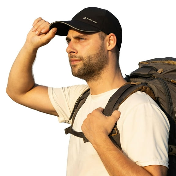 TOP-EX Oversized Men Running Waterproof Hydro Cooling Hat Baseball Cap for Large Heads BLack L/XL