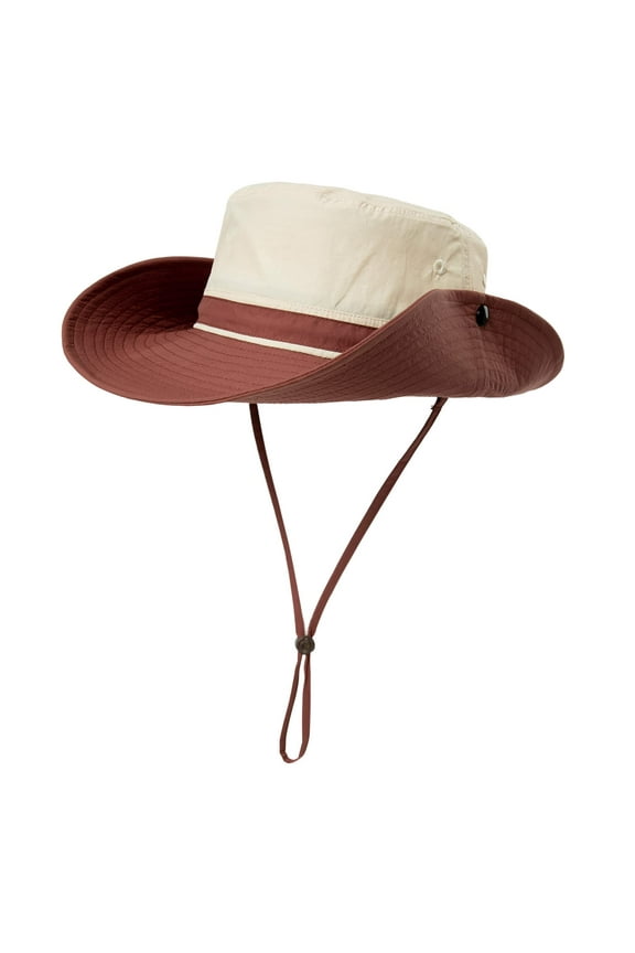 UPF 50 Wide Brim Sun Hats for Men Women - Summer Safari Hat Fishing Hat, Outdoor Sunhat for Hiking Gardening Trekking Travel Titian Red M/L 57-60CM