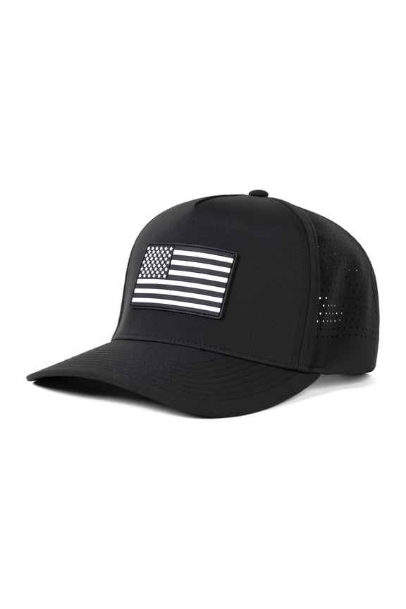 Waterproof Golf Snapback Hat with Breathable Panels, Flat Bill, TriProof Polyester, Black, XL/XXL