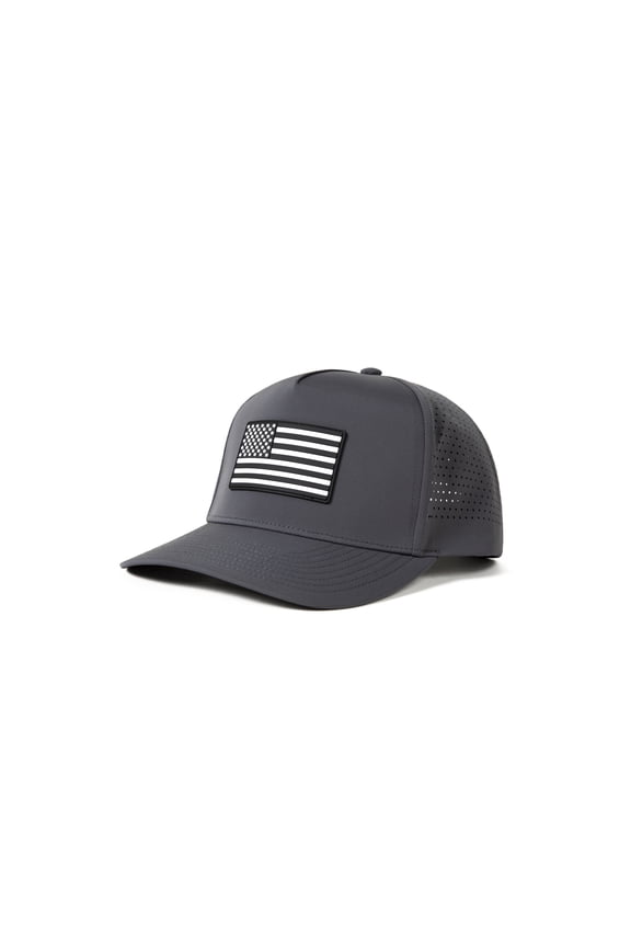Waterproof Golf Snapback Hat with Breathable Panels, Flat Bill, TriProof Polyester, Dark Gray, M/L