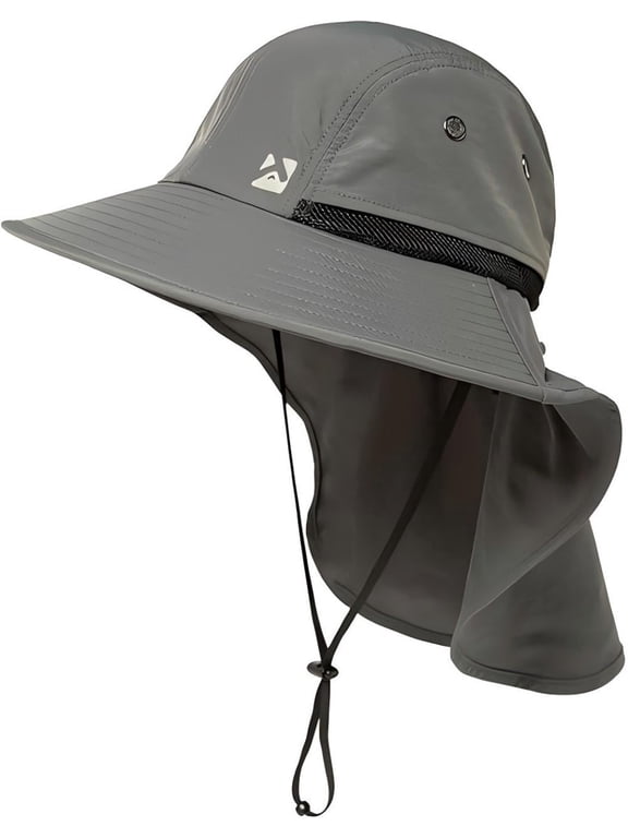 Waterproof Sun Hat, Wide Brim Neck Flap, Dark Grey, Xl Xxl