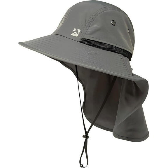 TOP-EX Waterproof Sun Hat Men's Wide Brim Sun Protection Hat Outdoor Trekking Hat with Neck Protection Safari Summer Hat Foldable Dark Grey XL/XXL