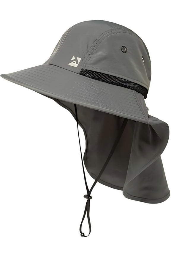 Waterproof Sun Hat Men's Wide Brim Sun Protection Hat Outdoor Trekking Hat with Neck Protection Safari Summer Hat Foldable Dark Grey XL/XXL
