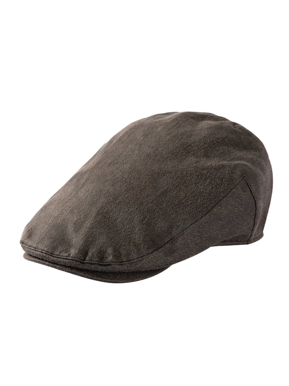Faux Leather Flat Cap Winter Newsboy Ivy Driving Hat, Black, M l