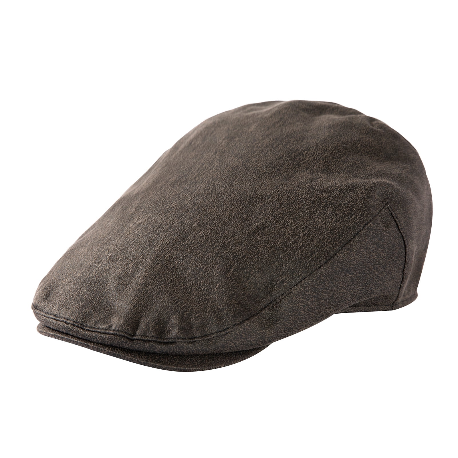 TOP-EX XL/XXL Mens Faux Leather Flat Cap Winter Newsboy Ivy Driving Hat Black XL/XXL