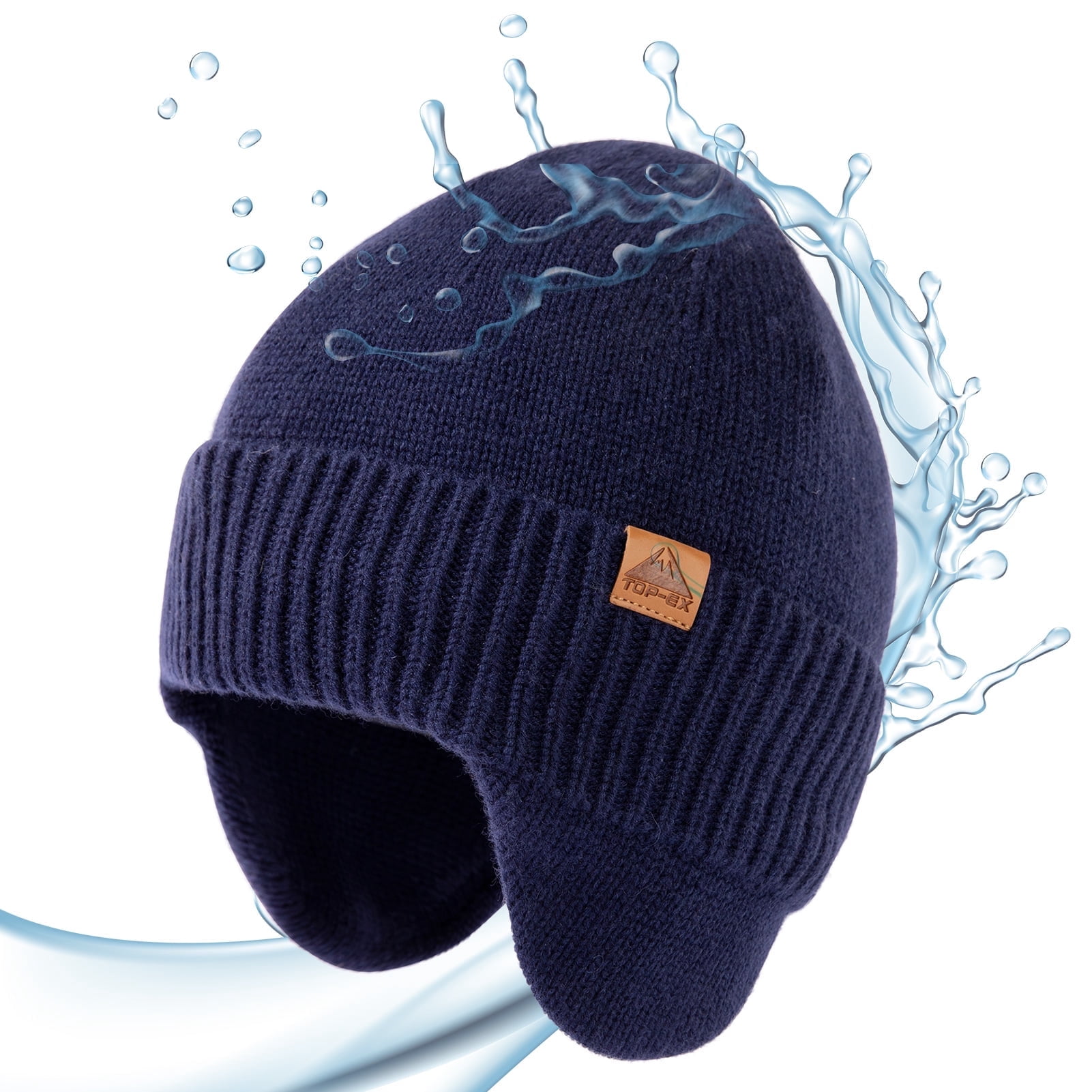 DryKnit Waterproof Merino Wool Beanie with Ear Flaps Fleece-Lined Stretch Fit DryKnit™ Waterproof Merino Wool Beanie with Ear Flaps  main image 3