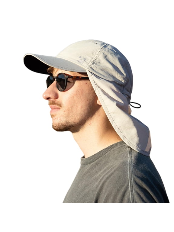 Waterproof Baseball Cap, UPF 50 Sun Hat with Neck Flap, Grey, m l