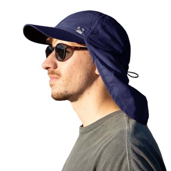 TOP-EX XL/XXL Waterproof Baseball Cap Men with Neck Flap UV Protection Sun Hats Women, Foldable Summer Hats Safari Hiking Outdoor Hat Breathable Adjustable Navy Blue M/L