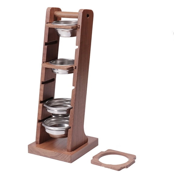 TOP! Espresso Coffee Filter Holder - Black Walnut, Powder Bowl Storage Rack, Handle Basket Rack A