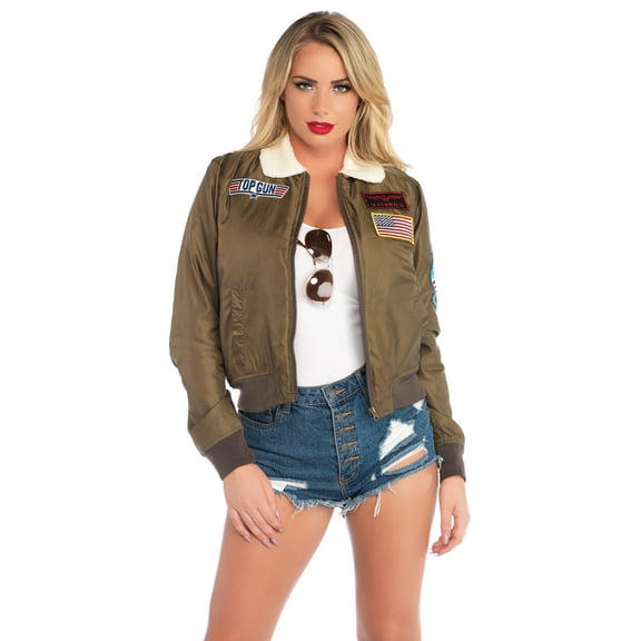 TOP GUN by Leg Avenue Long Sleeve Bomber Single-Breasted Mid-Length Jacket (Women's) 1 Pack