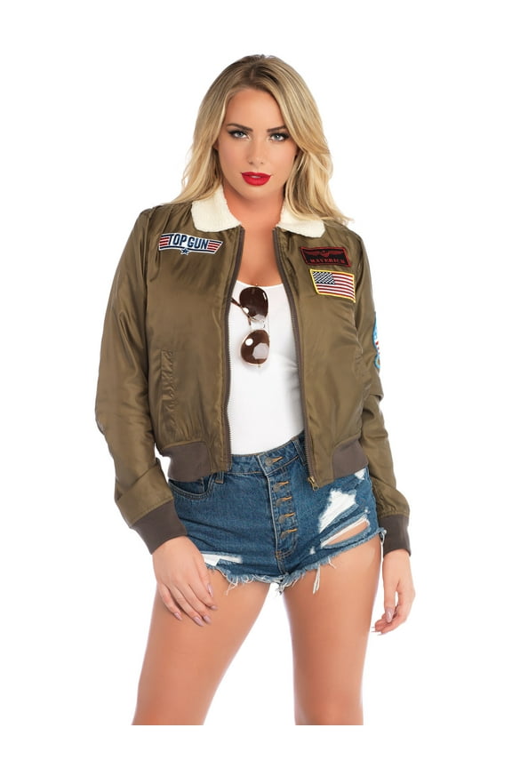 TOP GUN by Leg Avenue Long Sleeve Bomber Single-Breasted Mid-Length Jacket (Women's) 1 Pack