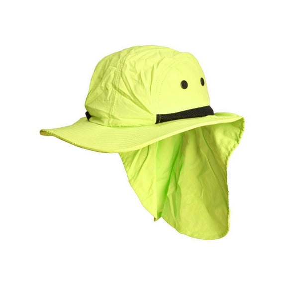 Top Headwear 4 Panel Large Bill Flap Sun Hat - Neon Green